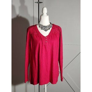 EDDIE BAUER BASIC TEE COLOR PINK LONG SLEEVE COTTON SIZE 2X